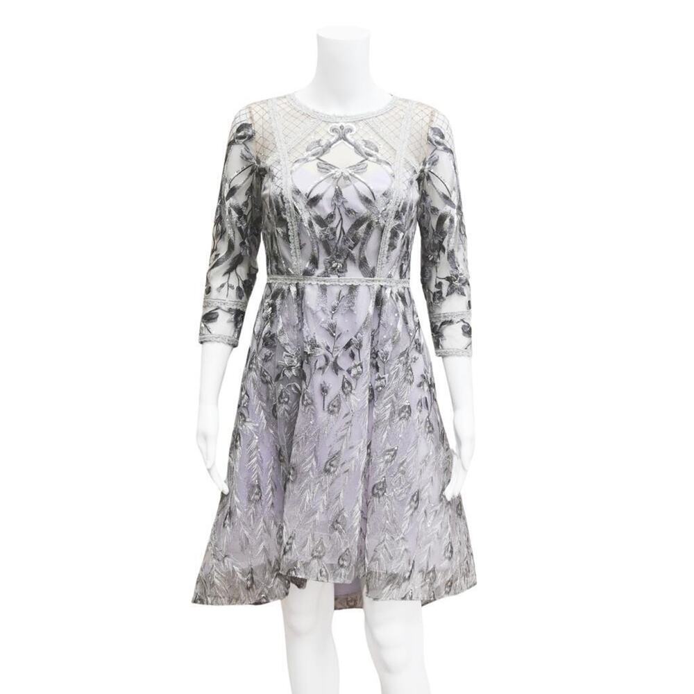 Marchesa Notte Lilac Embroidered Sequin Dress Size: US 0
